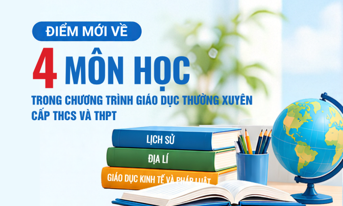 [Infographic] Điểm mới về 4 môn học trong Chương trình giáo dục thường xuyên cấp THCS và THPT