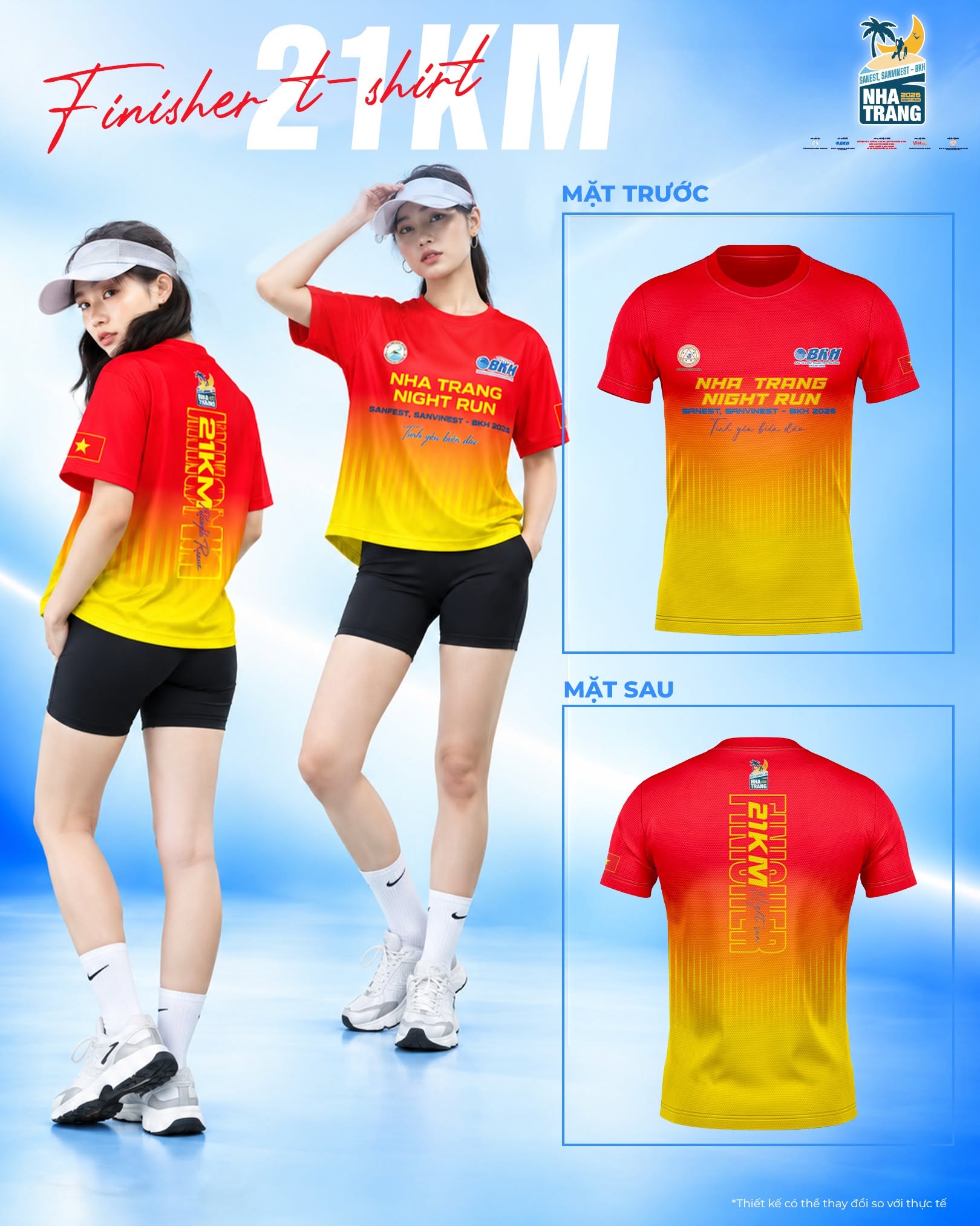 Chiếc áo finisher cự ly 21km rực rỡ, nổi bật của giải Nha Trang Night Run Sanest, Sanvinest-BKH 2026.