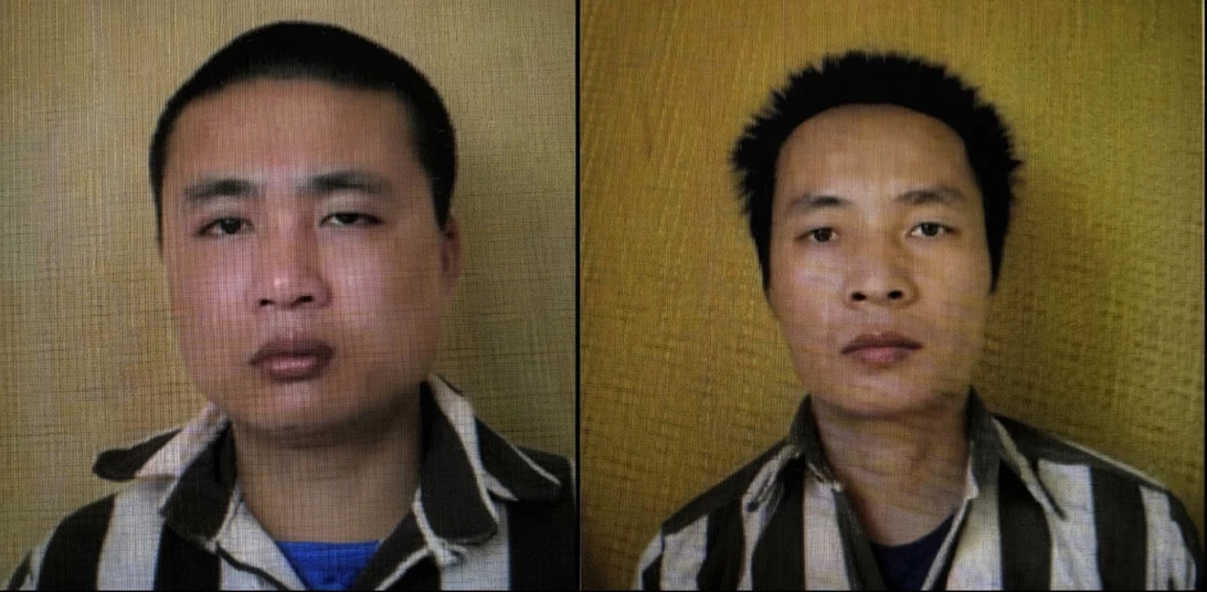2 phạm nhân (từ trái sang): Lê Văn Cường và Lữ Văn Toàn.
