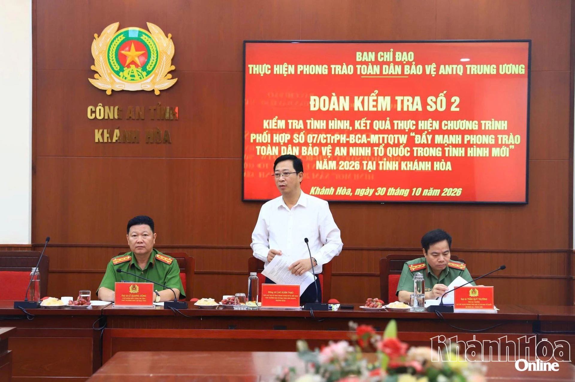 Đồng chí Cao Xuân Thạo phát biểu tại buổi kiểm tra.