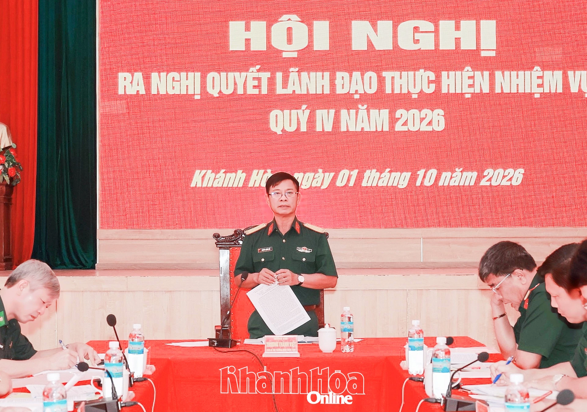 Đại tá Trương Thành Việt phát biểu chỉ đạo tại hội nghị.