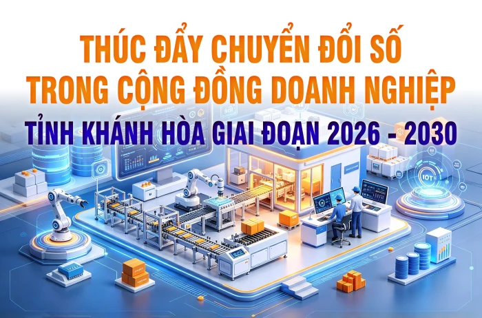 [Infographic] Kế hoạch thúc đẩy chuyển đổi số trong cộng đồng doanh nghiệp tỉnh Khánh Hòa giai đoạn 2026 - 2030