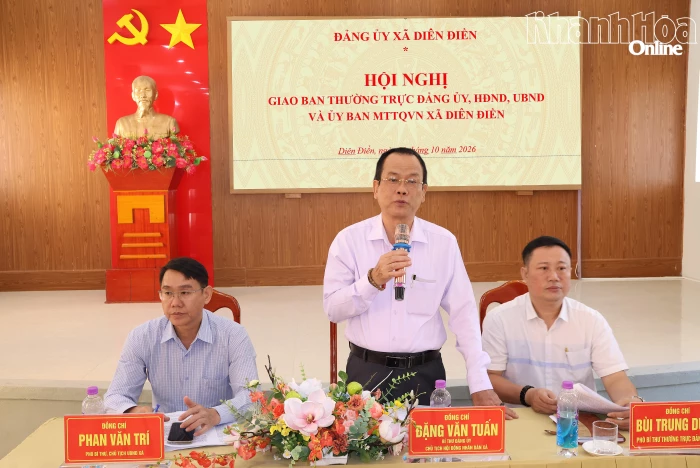 Đảng ủy xã Diên Điền tổ chức hội nghị đánh giá kết quả thực hiện nhiệm vụ 9 tháng năm 2026