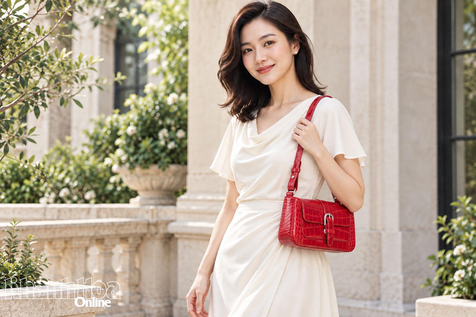 Túi da cá sấu tôn lên vẻ đẹp dịu dàng, thanh lịch.