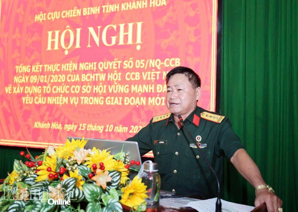 Lãnh đạo Hội Cựu chiến binh tỉnh phát biểu tại hội nghị.