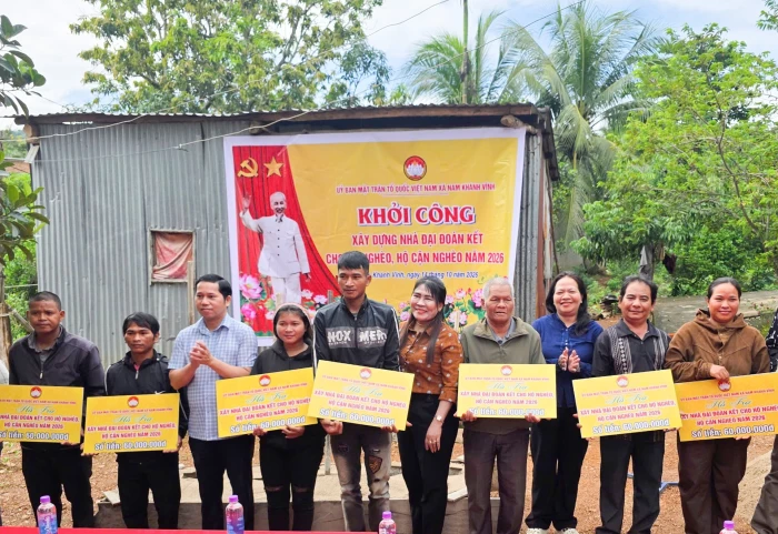 Xã Nam Khánh Vĩnh khởi công xây dựng nhà Đại đoàn kết cho 9 hộ nghèo, cận nghèo