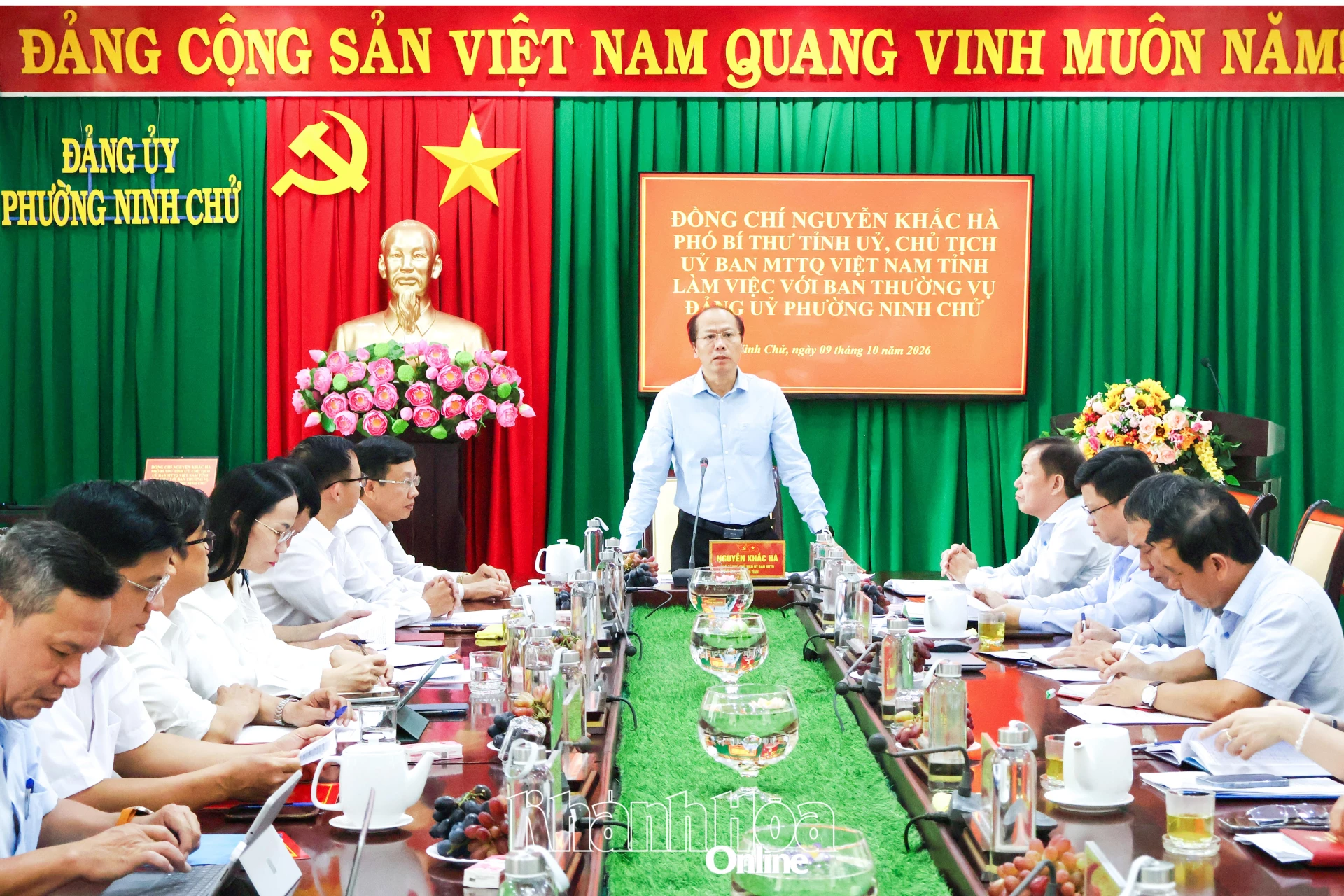 Đồng chí Nguyễn Khắc Hà phát biểu tại buổi làm việc.