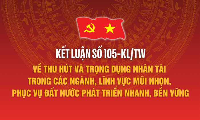[Infographic] Kết luận số 105-KL/TW về thu hút và trọng dụng nhân tài trong các ngành, lĩnh vực mũi nhọn, phục vụ đất nước phát triển nhanh, bền vững