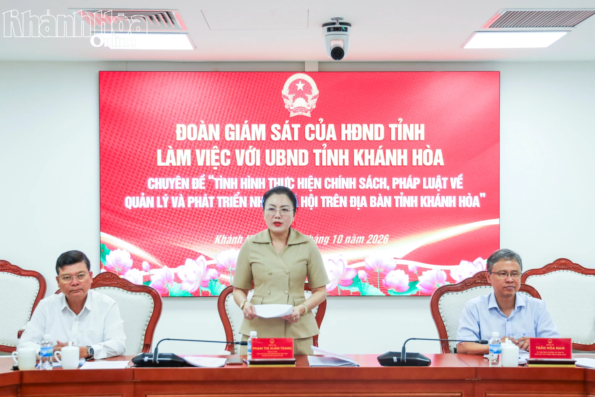 Đồng chí Phạm Thị Xuân Trang phát biểu tại buổi làm việc.