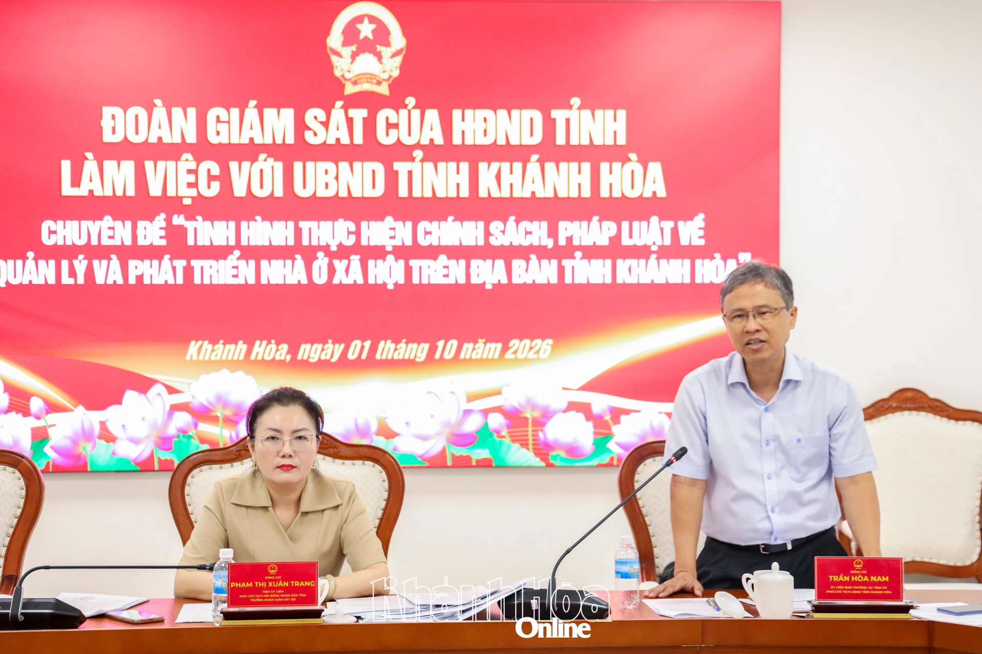 Đồng chí Trần Hòa Nam phát biểu tại buổi làm việc.