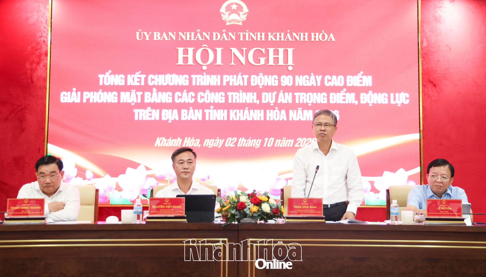 Đồng chí Trần Hòa Nam phát biểu tại hội nghị.