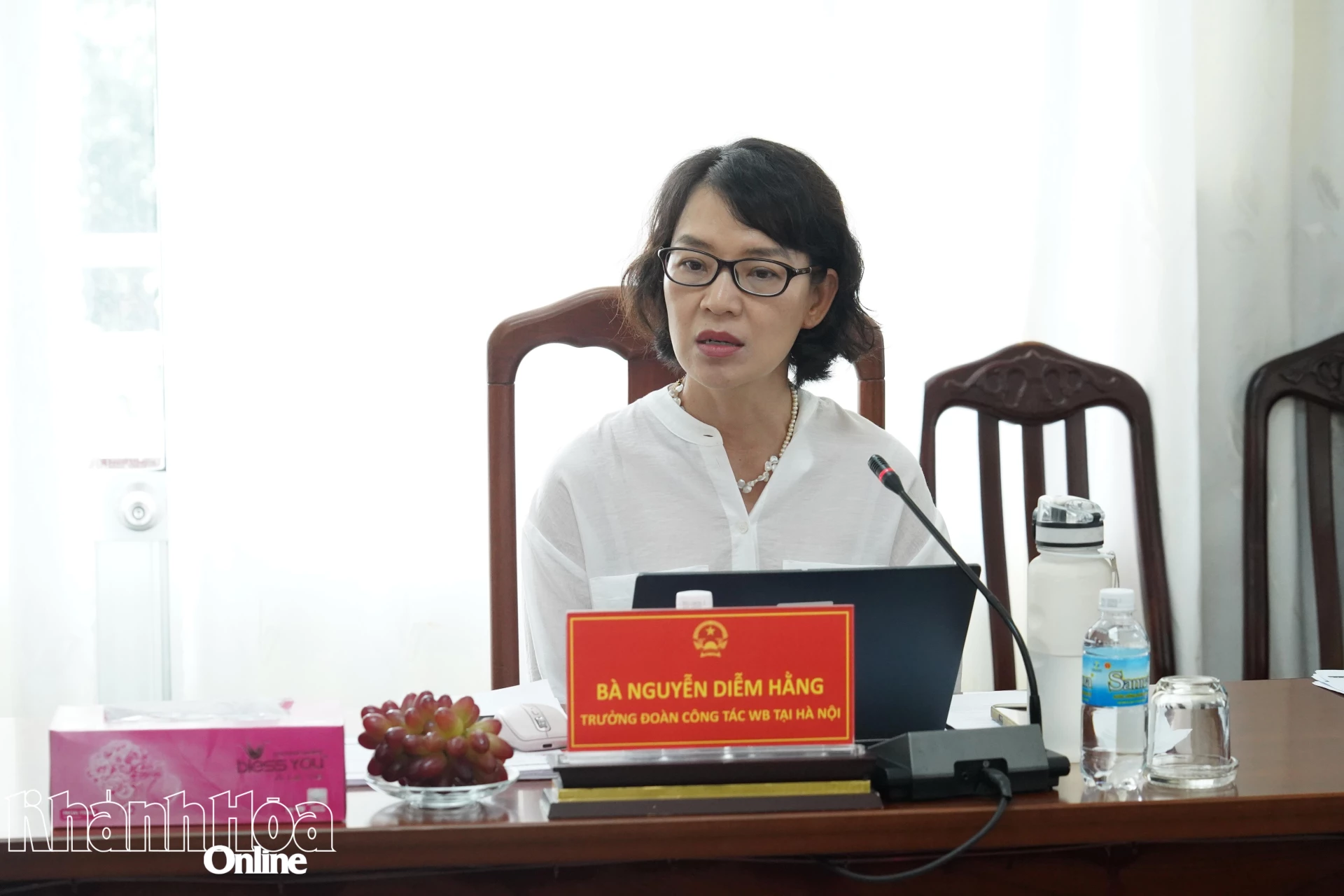 Bà Nguyễn Diễm Hằng phát biểu tại buổi làm việc.
