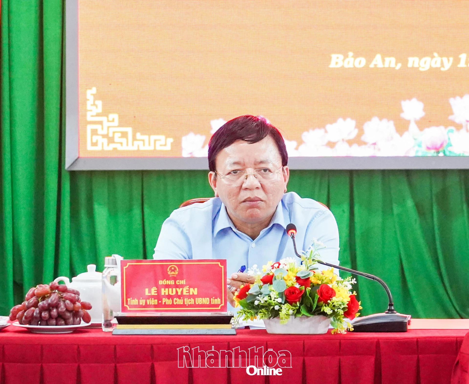 Phó Chủ tịch UBND tỉnh Lê Huyền phát biểu tại buổi làm việc. 