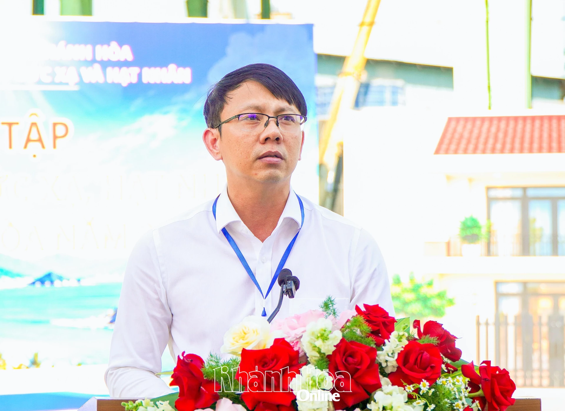 Đồng chí Nguyễn Thanh Hà phát biểu tại cuộc diễn tập.