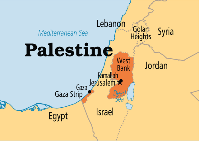 Bờ Tây và Dải Gaza, hai vùng đất bị tách rời của Nhà nước Palestine tương lai. Ảnh: Invert

