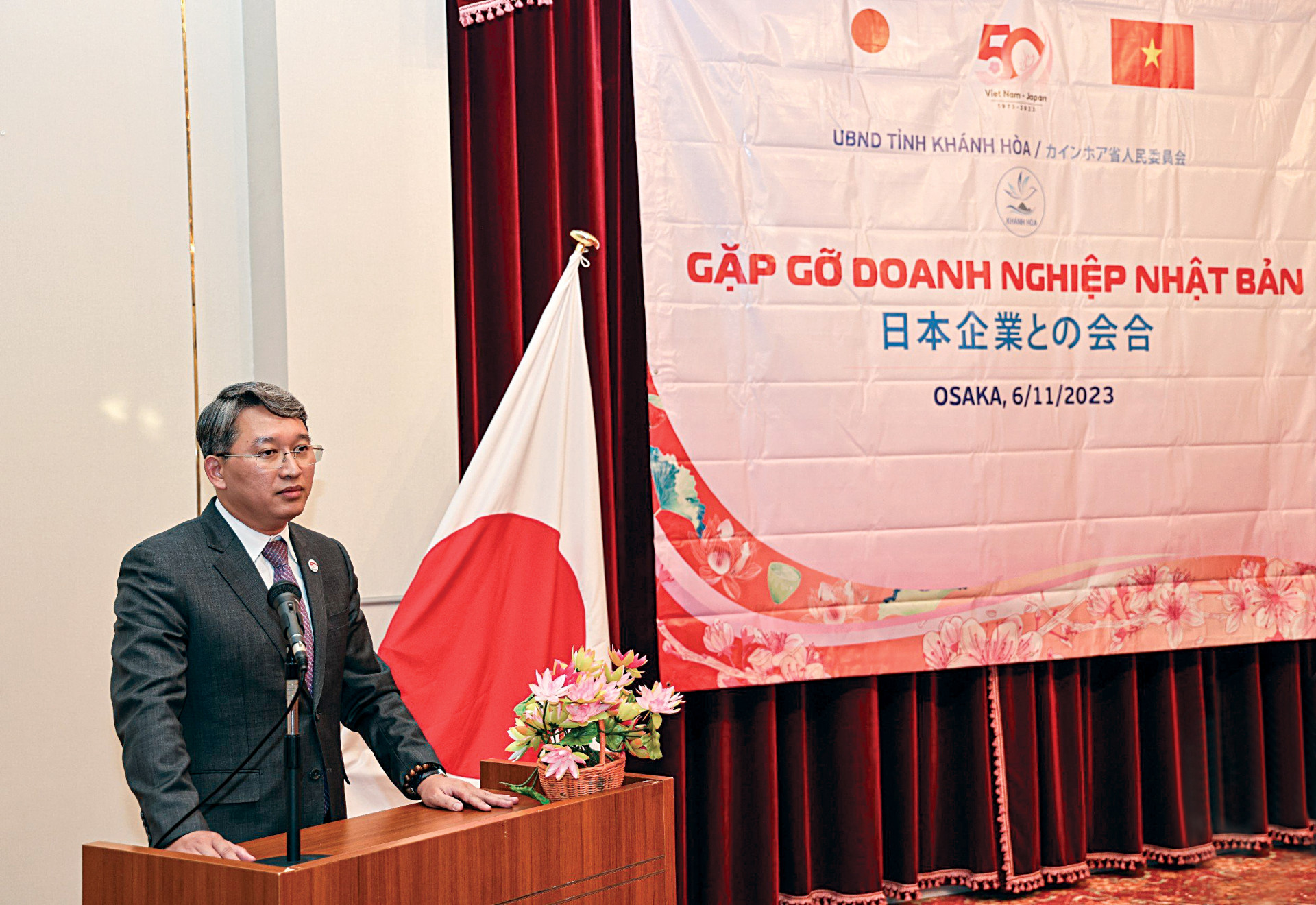 Bí thư Tỉnh ủy Nguyễn Hải Ninh phát biểu tại buổi gặp mặt các doanh nghiệp Nhật Bản