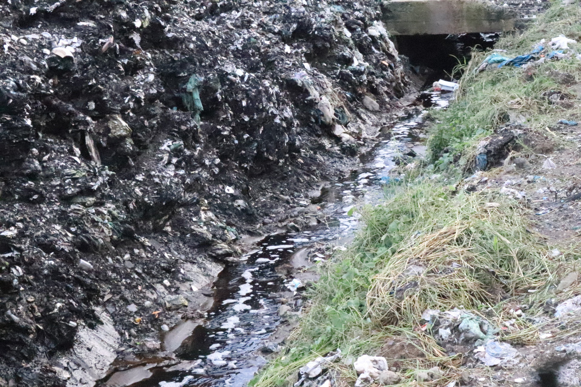 Nước rỉ rác từ bãi rác Hòn Ngang gây nguy cơ ô nhiễm môi trường.
