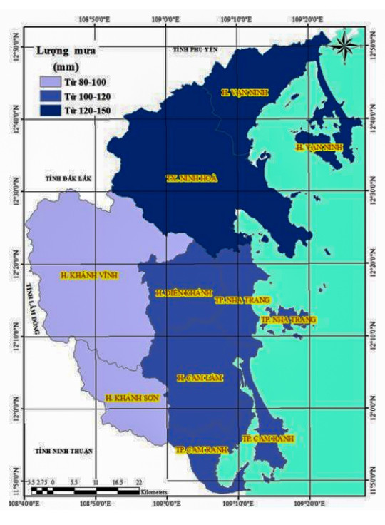 Dự báo lượng mưa ở các địa phương trên địa bàn Khánh Hòa