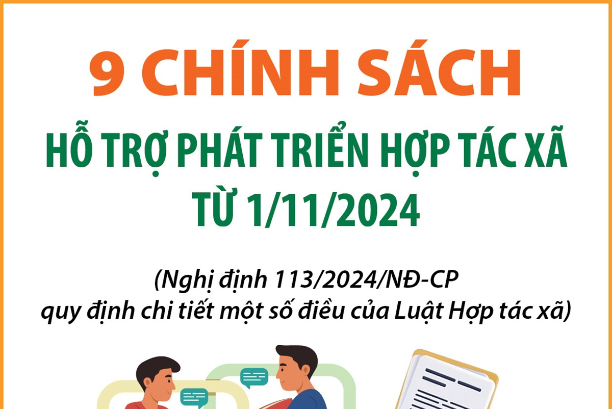 9 chính sách hỗ trợ phát triển hợp tác xã từ 1/11/2024