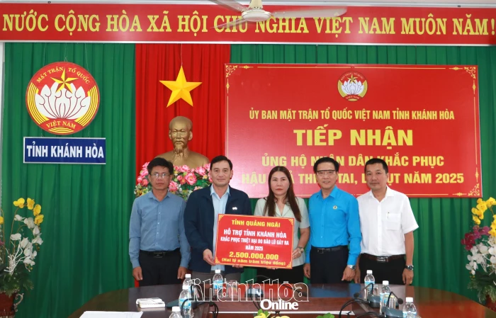 Tỉnh Quảng Ngãi hỗ trợ Khánh Hòa 2,5 tỷ đồng khắc phục hậu quả mưa lũ