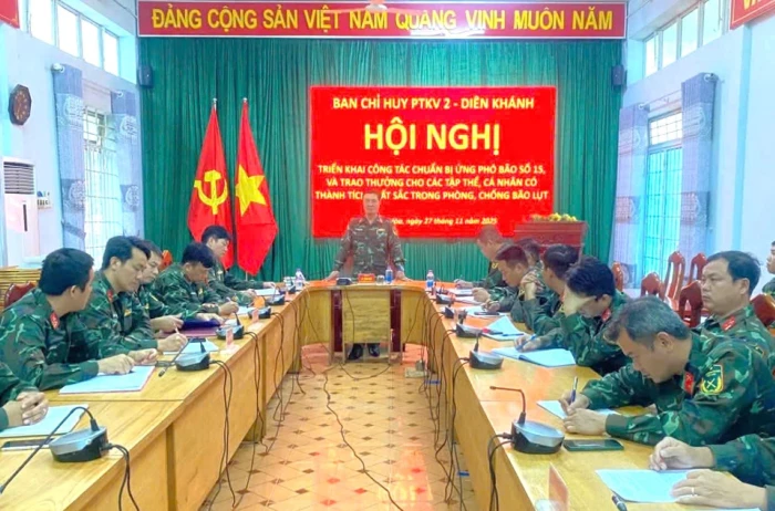 Ban Chỉ huy Phòng thủ khu vực 2 - Diên Khánh triển khai công tác chuẩn bị ứng phó bão số 15 
