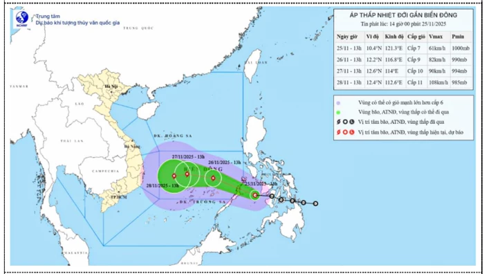 Áp thấp nhiệt đới gây sóng lớn trên vùng biển Trường Sa
