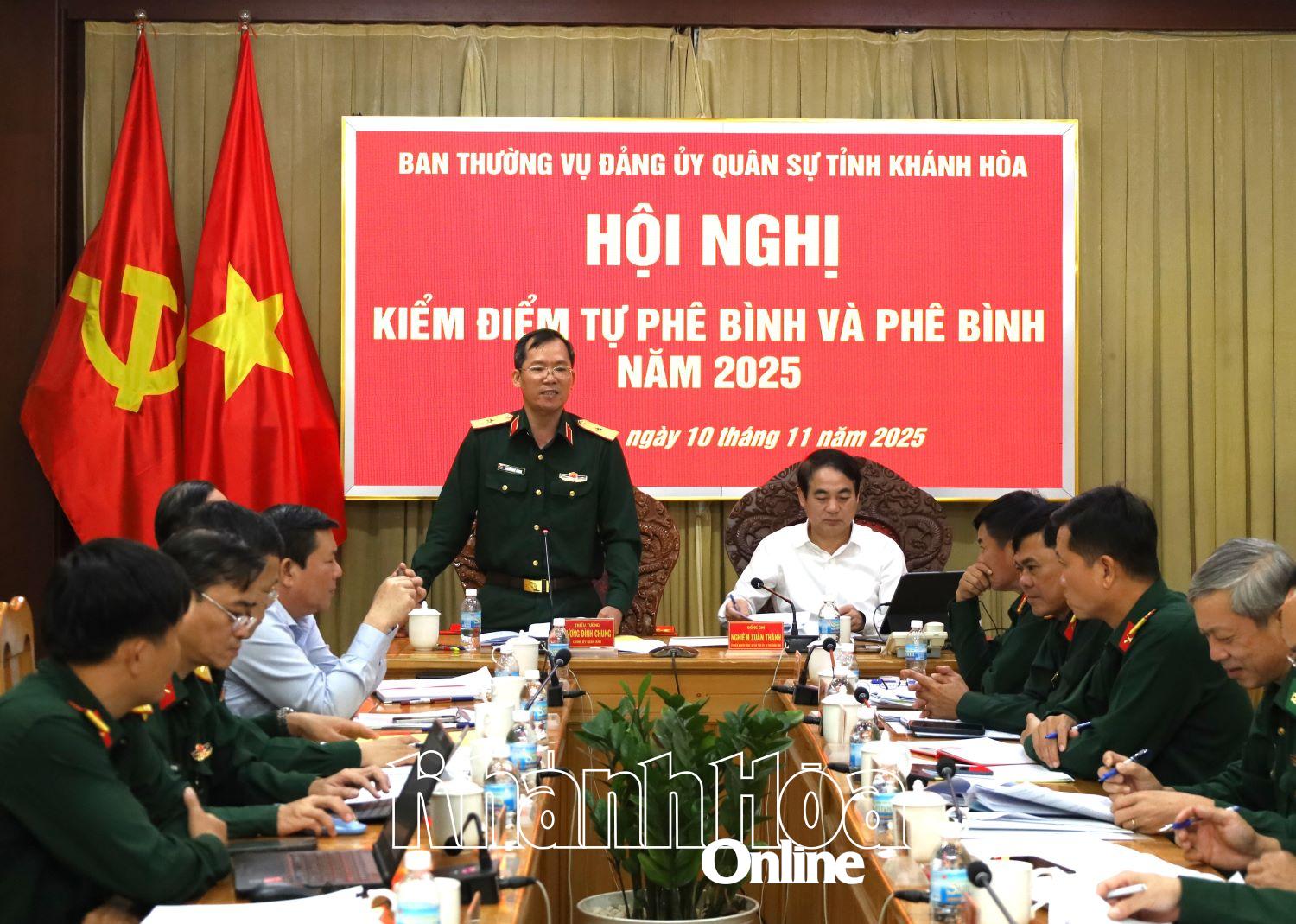 Thiếu tướng Lương Đình Chung phát biểu chỉ đạo tại hội nghị.