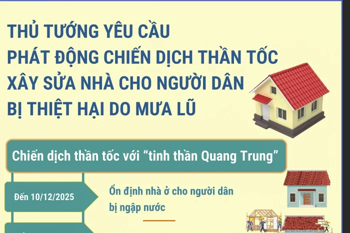 Thủ tướng yêu cầu phát động chiến dịch thần tốc xây sửa nhà cho người dân bị thiệt hại do mưa lũ