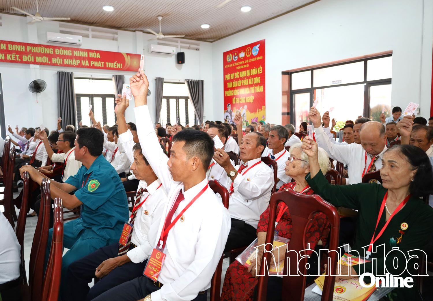 Các đại biểu biểu quyết thông qua nghị quyết đại hội.