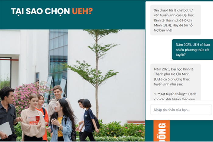 Ra mắt Trợ lý ảo UEH AI CHATBOT - Ứng dụng trí tuệ nhân tạo tư vấn tuyển sinh - hướng nghiệp dành cho phụ huynh, học sinh