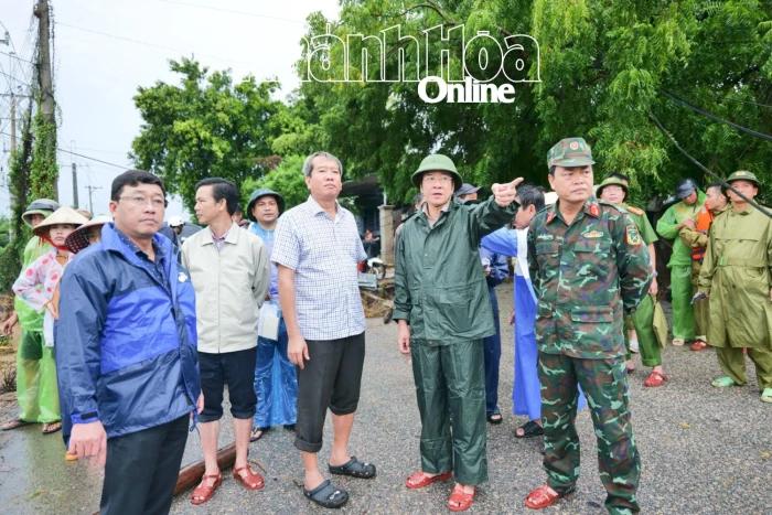 Phó Chủ tịch Thường trực UBND tỉnh Nguyễn Long Biên kiểm tra các điểm sạt lở, ngập khu vực phía nam tỉnh