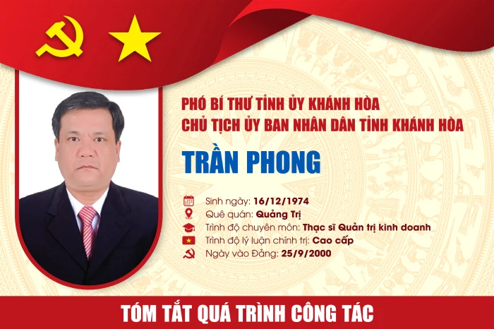 [Infographic] Tóm tắt quá trình công tác của đồng chí Trần Phong - Phó Bí thư Tỉnh ủy, Chủ tịch UBND tỉnh Khánh Hòa