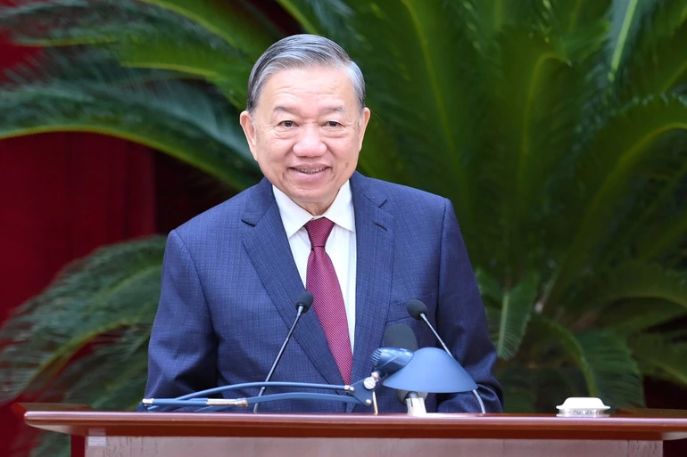 Tổng Bí thư Tô Lâm phát biểu bế mạc Hội nghị. (Ảnh: nhandan.vn)