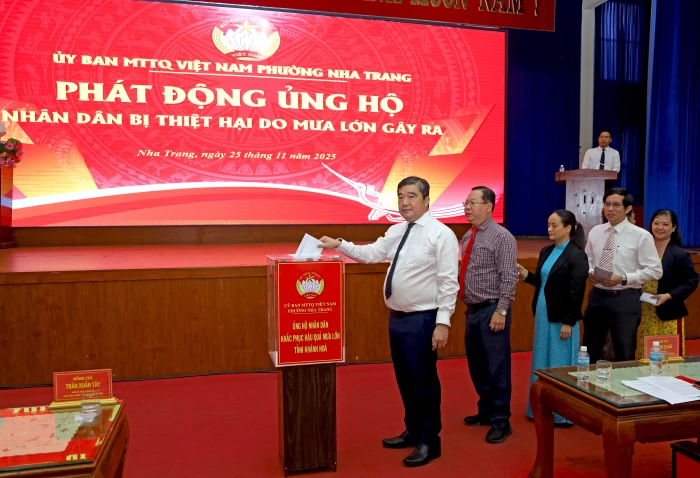Ủy ban MTTQ Việt Nam phường Nha Trang phát động ủng hộ gần 305 triệu đồng hỗ trợ khắc phục hậu quả lũ lụt