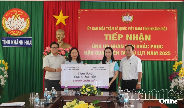 Bộ Tài chính Việt Nam, Bộ Tài chính Lào, Vietlott ủng hộ 500 triệu đồng, 300 bộ chăn, màn cho người dân bị thiệt hại do mưa lũ