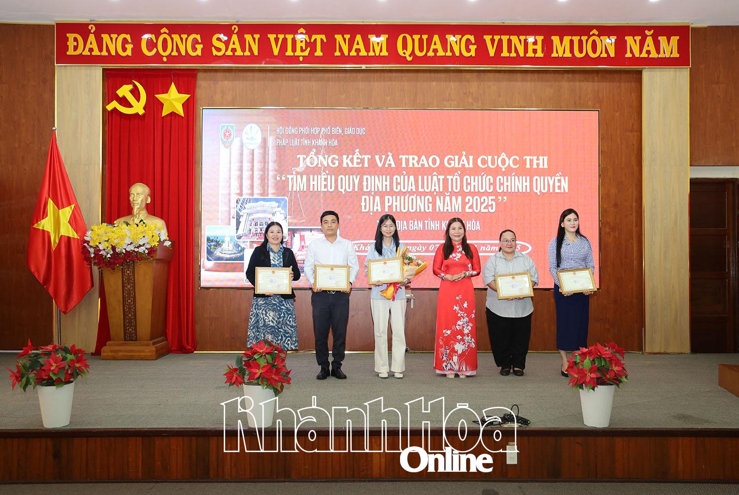 Các cá nhân được nhận giải Nhất, Nhì, Ba cuộc thi Tìm hiểu quy định của Luật Tổ chức chính quyền địa phương năm 2025 trên địa bàn tỉnh.