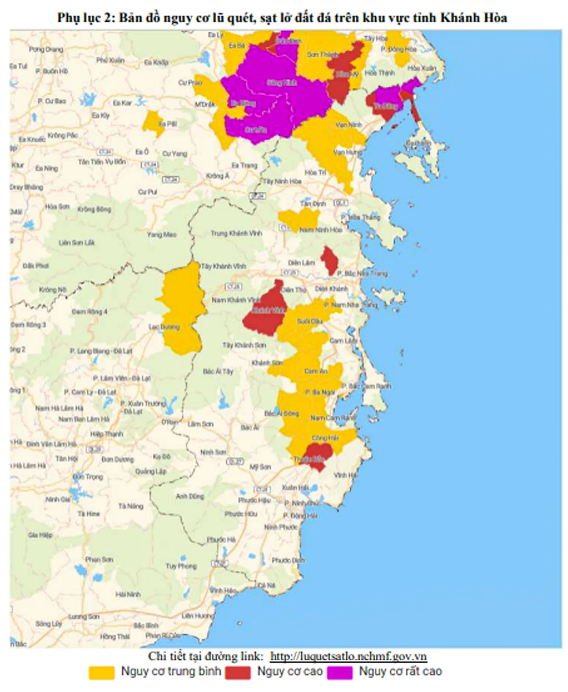Bản đồ dự báo khu vực nguy cơ sạt lở đất.