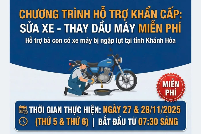 [Infographic] Chương trình hỗ trợ: Sửa xe - thay dầu máy miễn phí