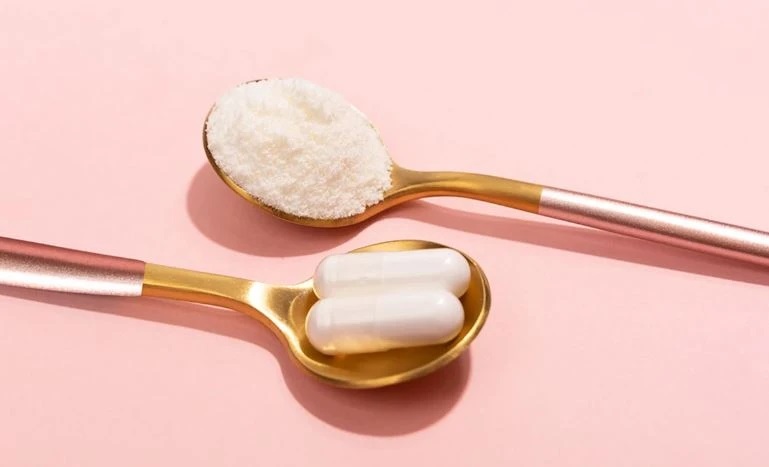 Collagen có dạng bột và viên. (Nguồn: hellomagazine)