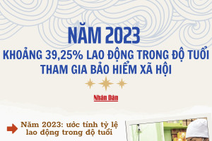 Năm 2023, khoảng 39,25% lao động trong độ tuổi tham gia bảo hiểm xã hội