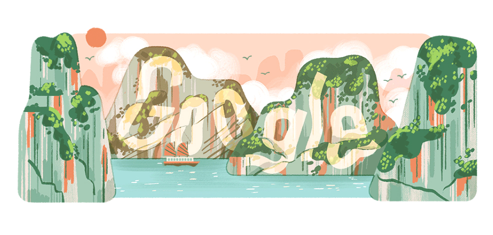 Tròn 29 năm UNESCO công nhận Vịnh Hạ Long là Di sản thiên nhiên thế giới, ngày 17/12, Google đã đặt hình ảnh biểu tượng tạm thời (Doodle)