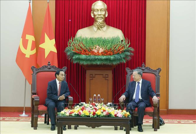Tổng Bí thư Tô Lâm tiếp Thường trực Ban Bí thư, Phó Chủ tịch nước Lào Bounthong Chitmany