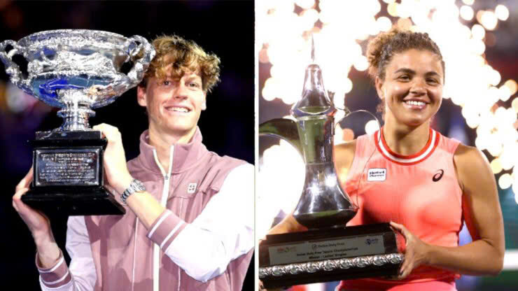 Ảnh: Sinner (bên trái) và Paolini (bên phải) hai cá nhân giúp quần vợt Ý thăng hoa chói lọi 2024