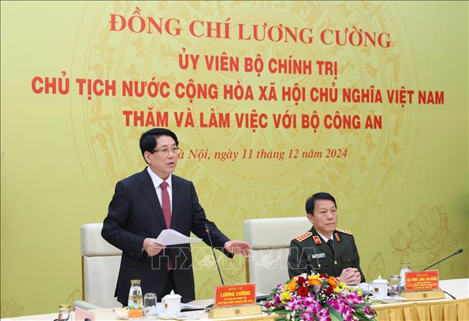 Chủ tịch nước Lương Cường phát biểu chỉ đạo. Ảnh: Lâm Khánh/TTXVN
