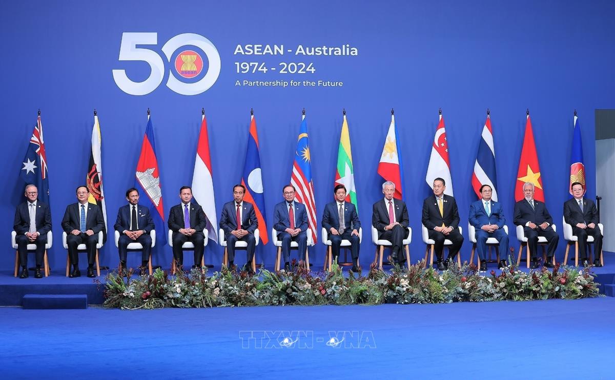 Các nhà lãnh đạo ASEAN và Australia tham dự Hội nghị cấp cao đặc biệt ASEAN-Australia ngày 6/3/2024 tại Australia. Ảnh: Dương Giang/TTXVN
