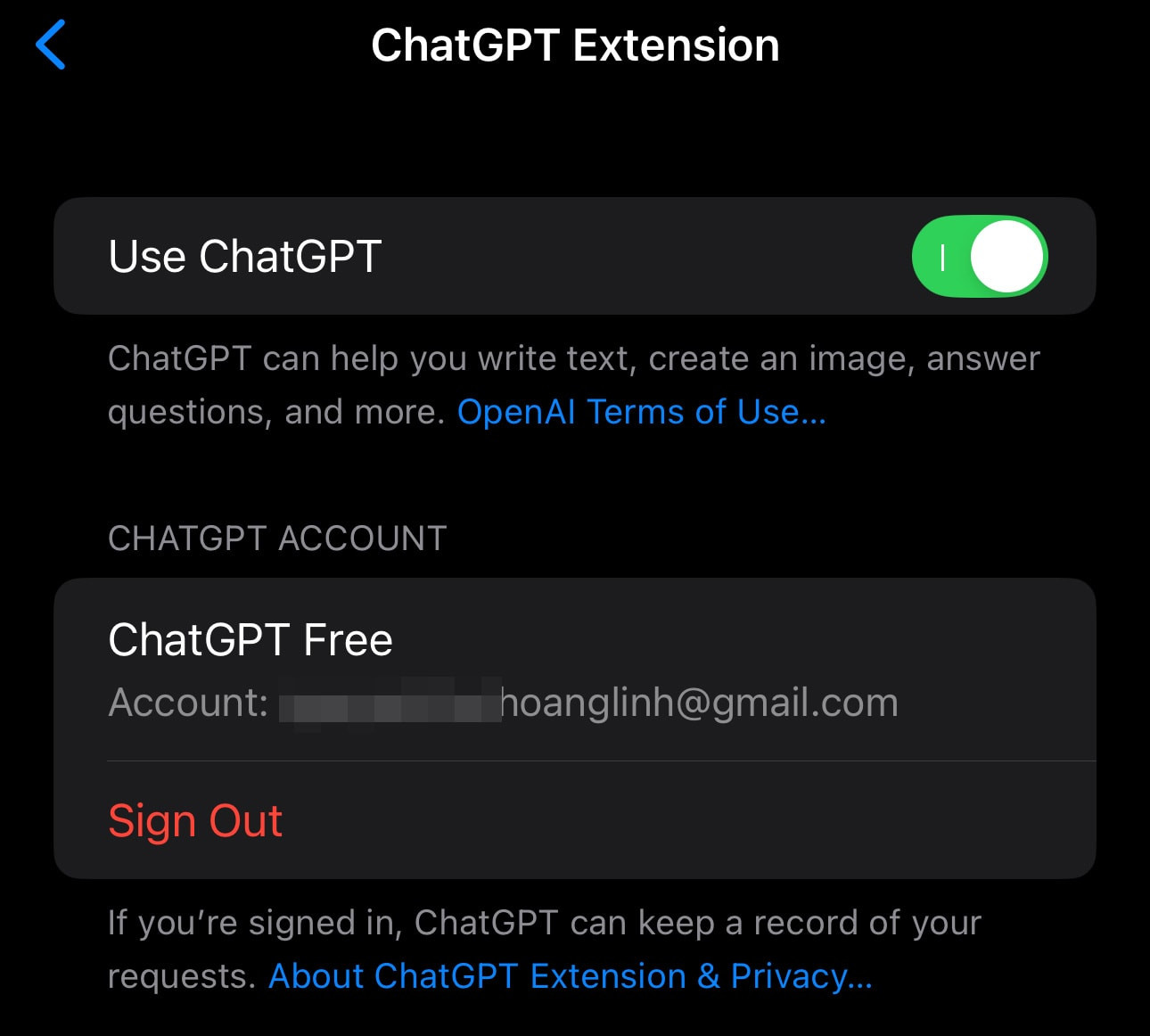 Tùy chọn ChatGPT trong iOS 18.2 trên iPhone. Ảnh: HL