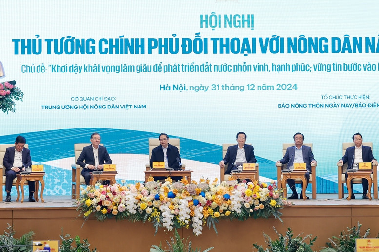 Thủ tướng Chính phủ Phạm Minh Chính chủ trì hội nghị đối thoại với nông dân Việt Nam năm 2024 - Ảnh VGP/Nhật Bắc