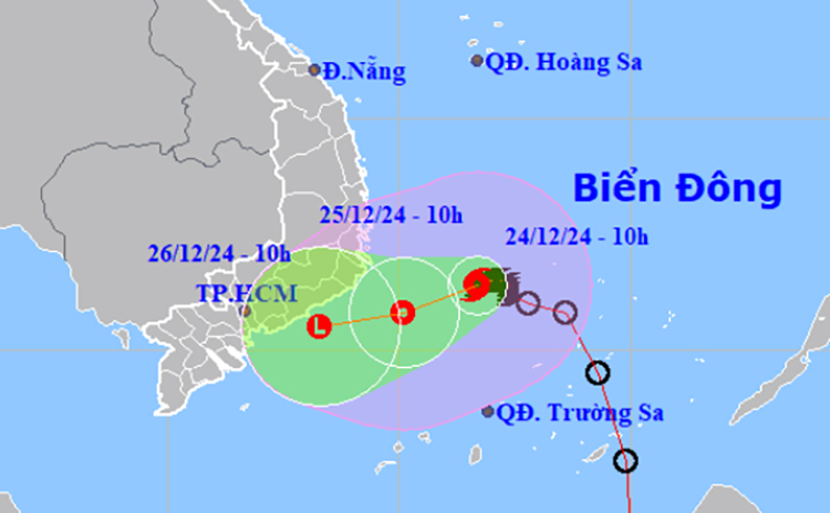 Bão Pabuk hướng Khánh Hòa - Bình Thuận và suy yếu dần