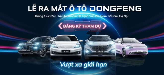 Thông tin đăng tải về lễ ra mắt 4 mẫu xe du lịch mới của Dongfeng trong tháng 12 trên trang chủ của hãng.