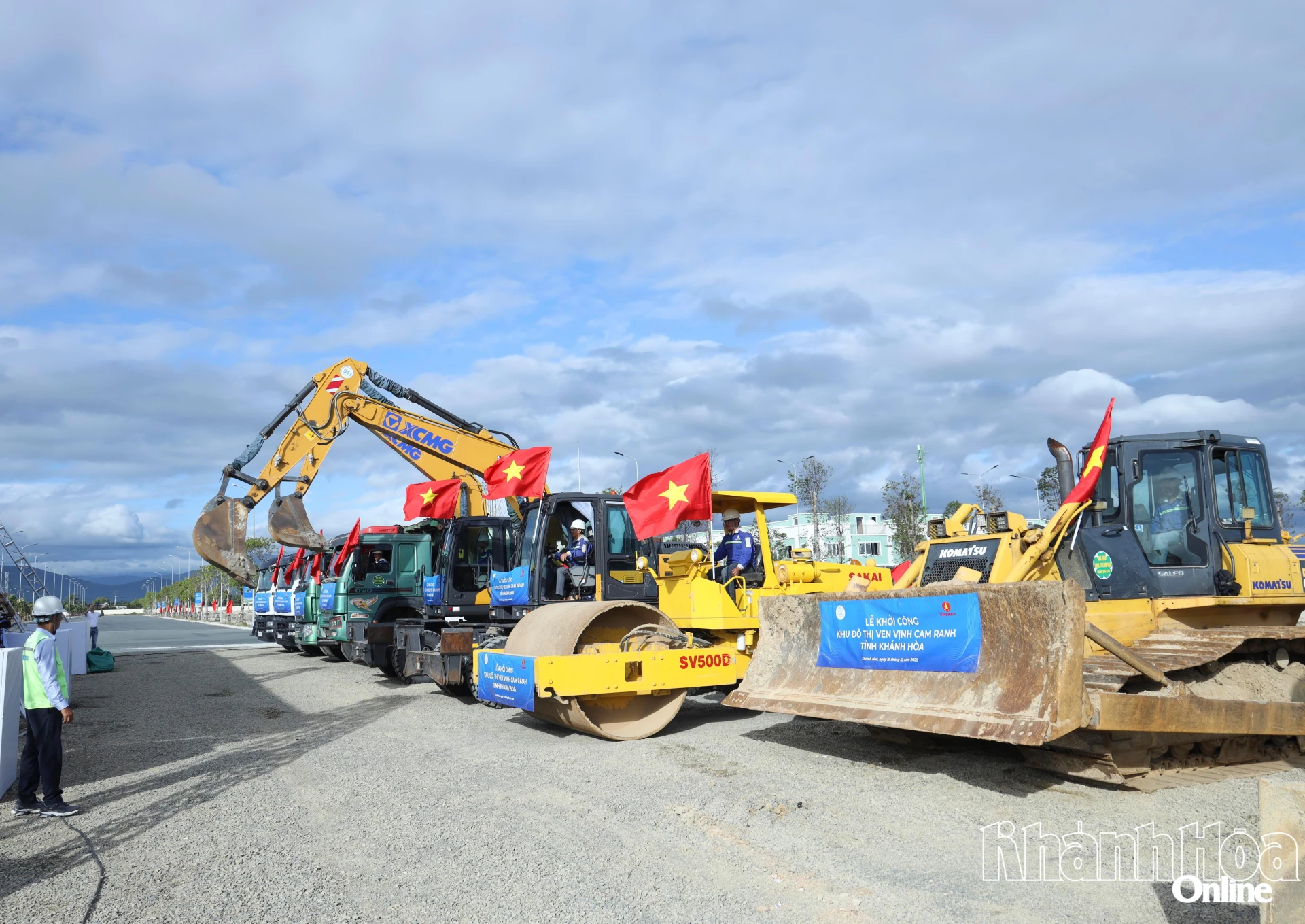 Machinery and equipment deployed for construction immediately following the groundbreaking ceremony

